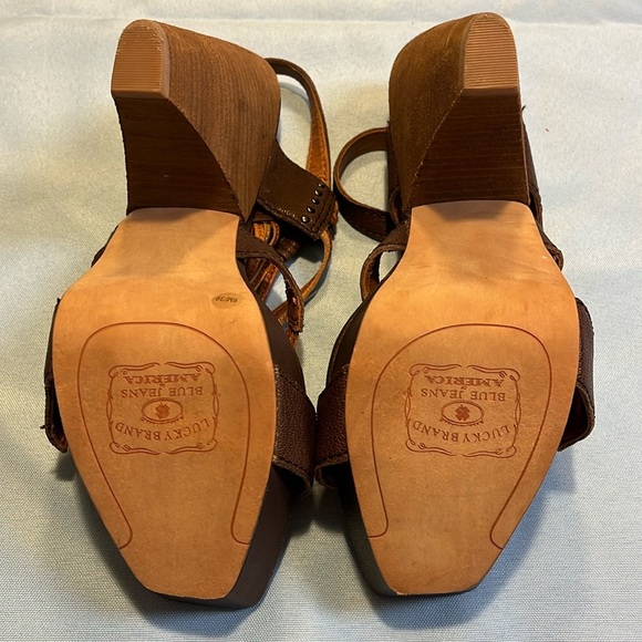 Lucky Brand Rana Brown Leather Chunky Heel size 9 - Picture 3 of 8